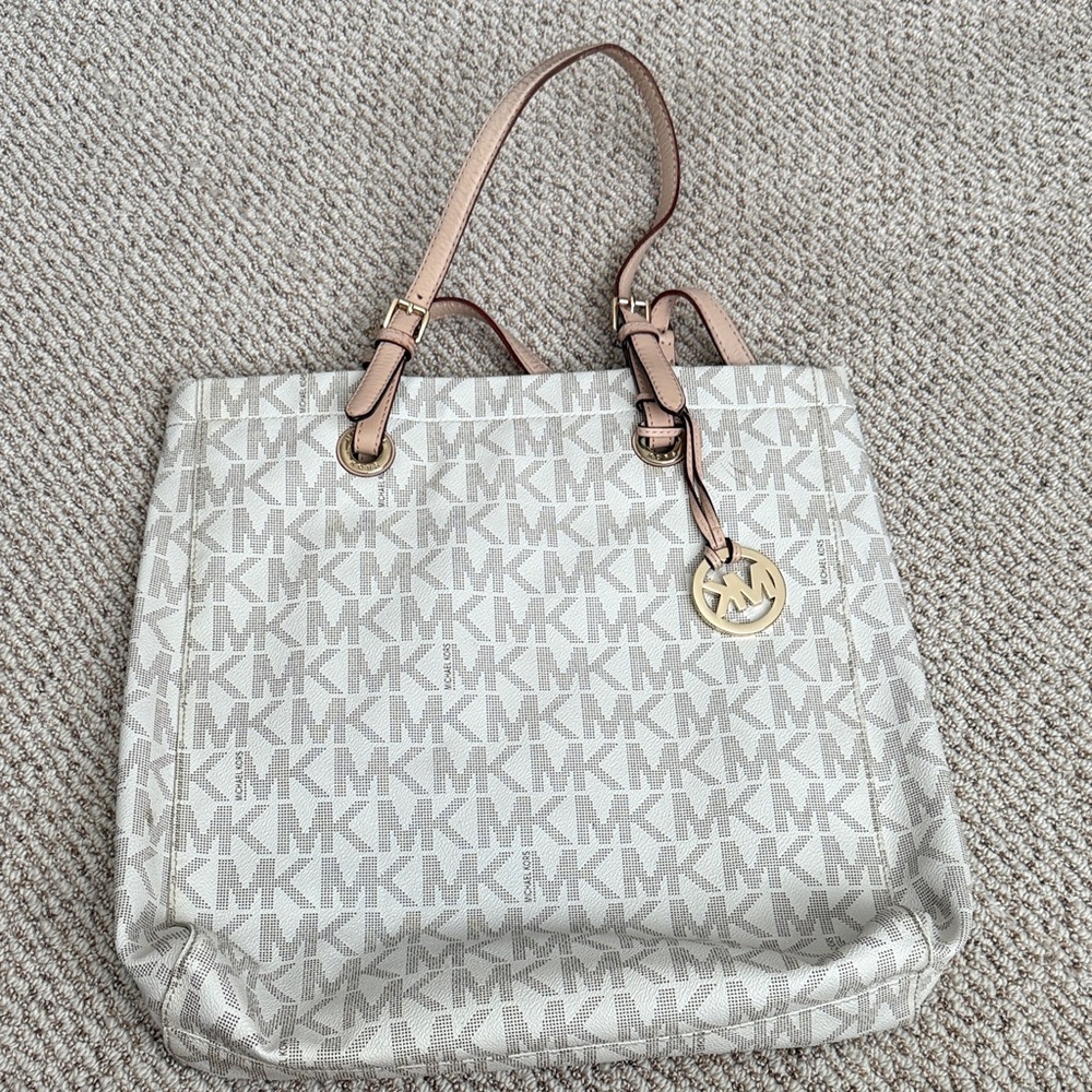 Michael Kors Cream and Tan Signature Tote